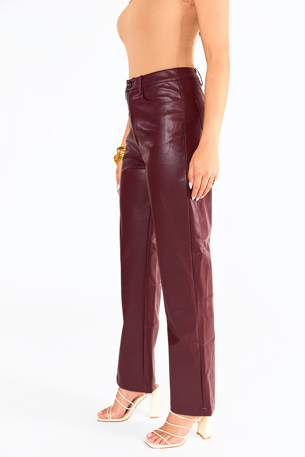 Faux Leather Trousers - BORDEAUX | Zini Boutique