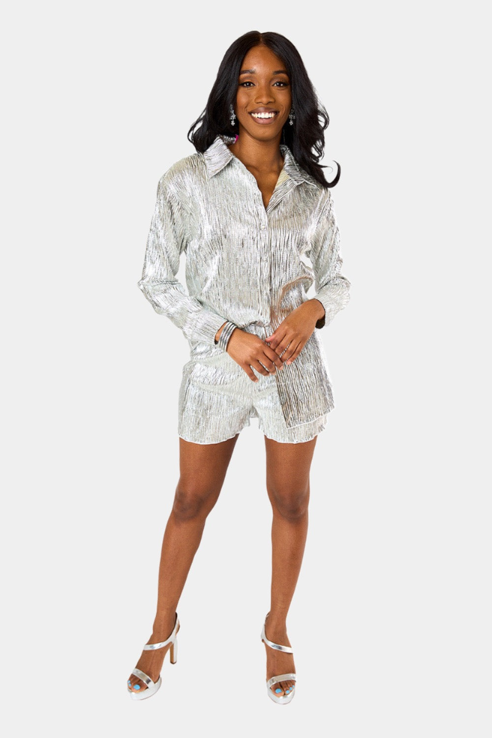 BuddyLove Veronica Textured Outfit Set - Silver