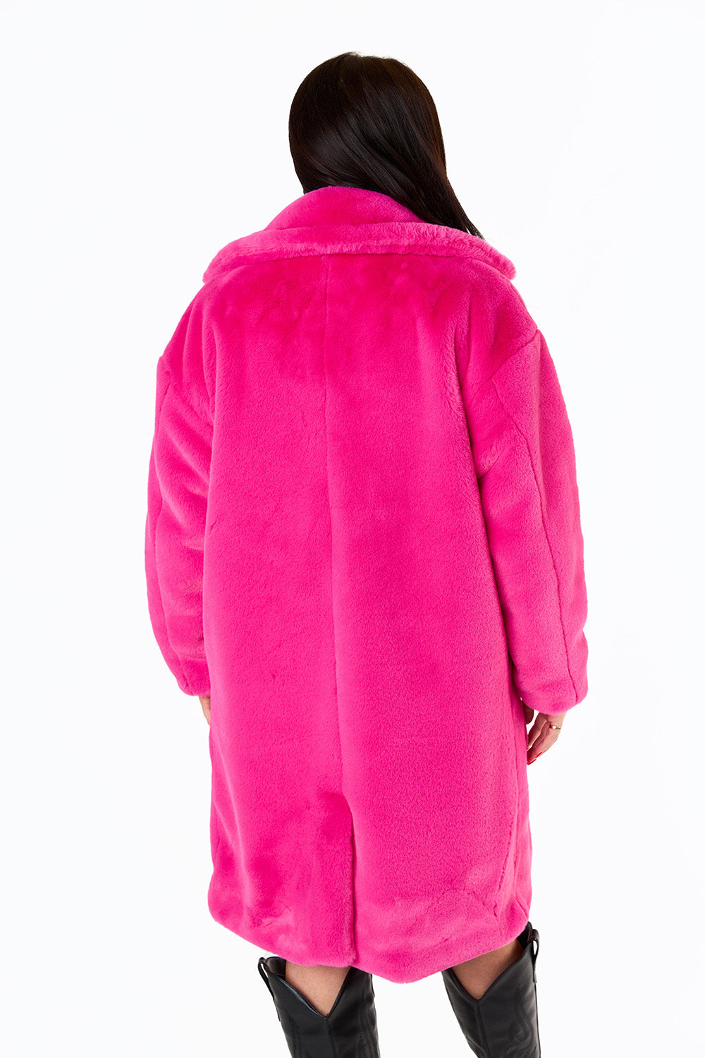 BuddyLove Zoey Oversized Faux Fur Coat - Hot Pink