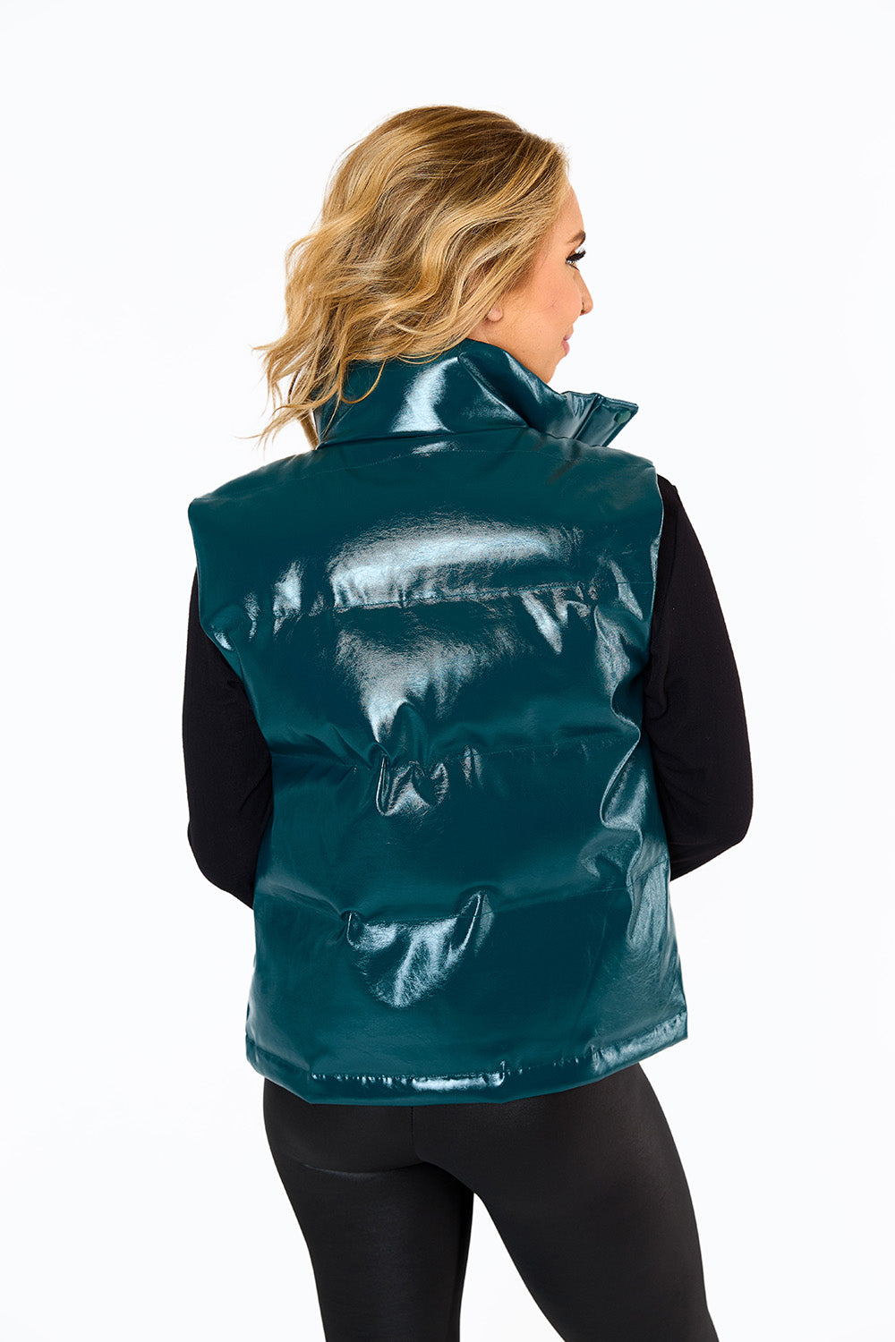 BuddyLove Helen Vegan Leather Puffer Vest - Jade