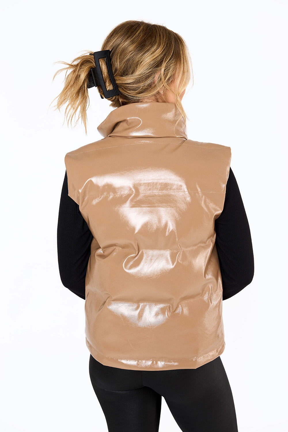 BuddyLove Helen Vegan Leather Puffer Vest - Latte