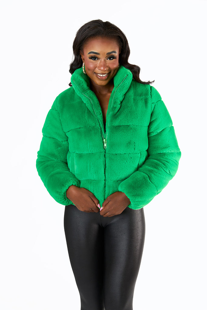 BuddyLove Noella Faux Fur Jacket - Green