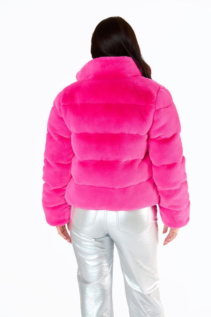 BuddyLove Noella Faux Fur Jacket - Hot Pink