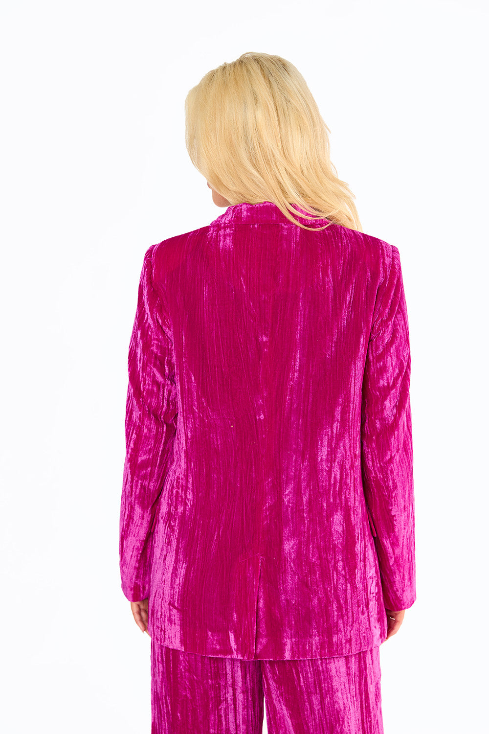 BuddyLove Heff Crushed Velvet Blazer - Fuchsia