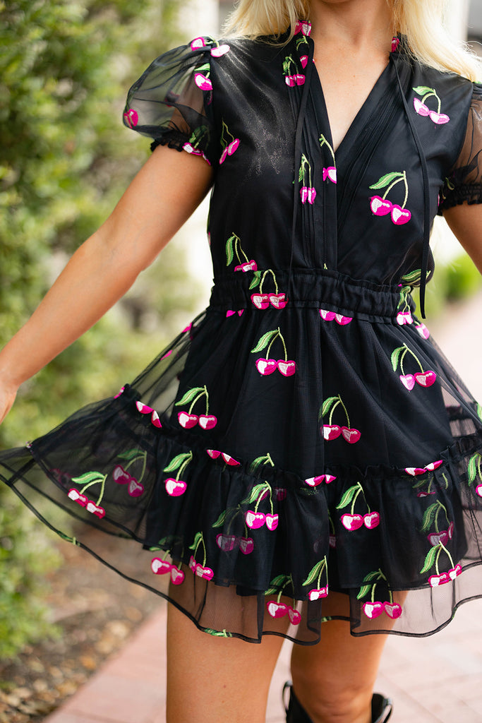 BuddyLove Clementine Elastic Waist Mini Dress - Wild Cherries