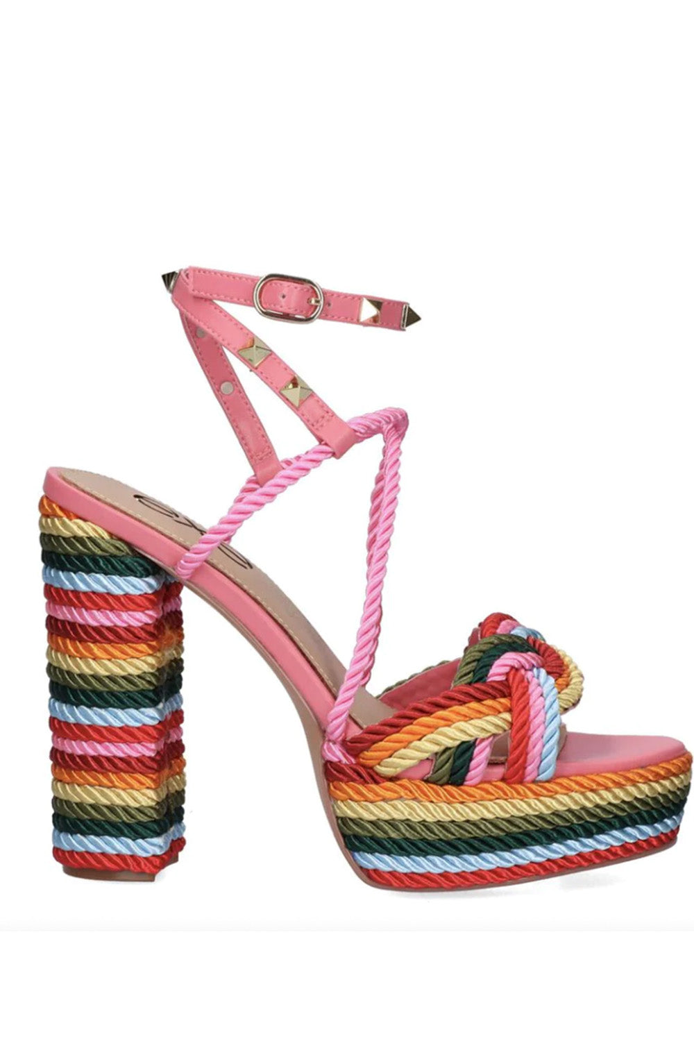 Unique Bargains Women's Open Toe Colorful Elastic Strap Chunky Heel Sandals  - Walmart.com