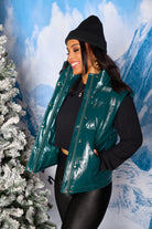 BuddyLove Helen Vegan Leather Puffer Vest - Jade