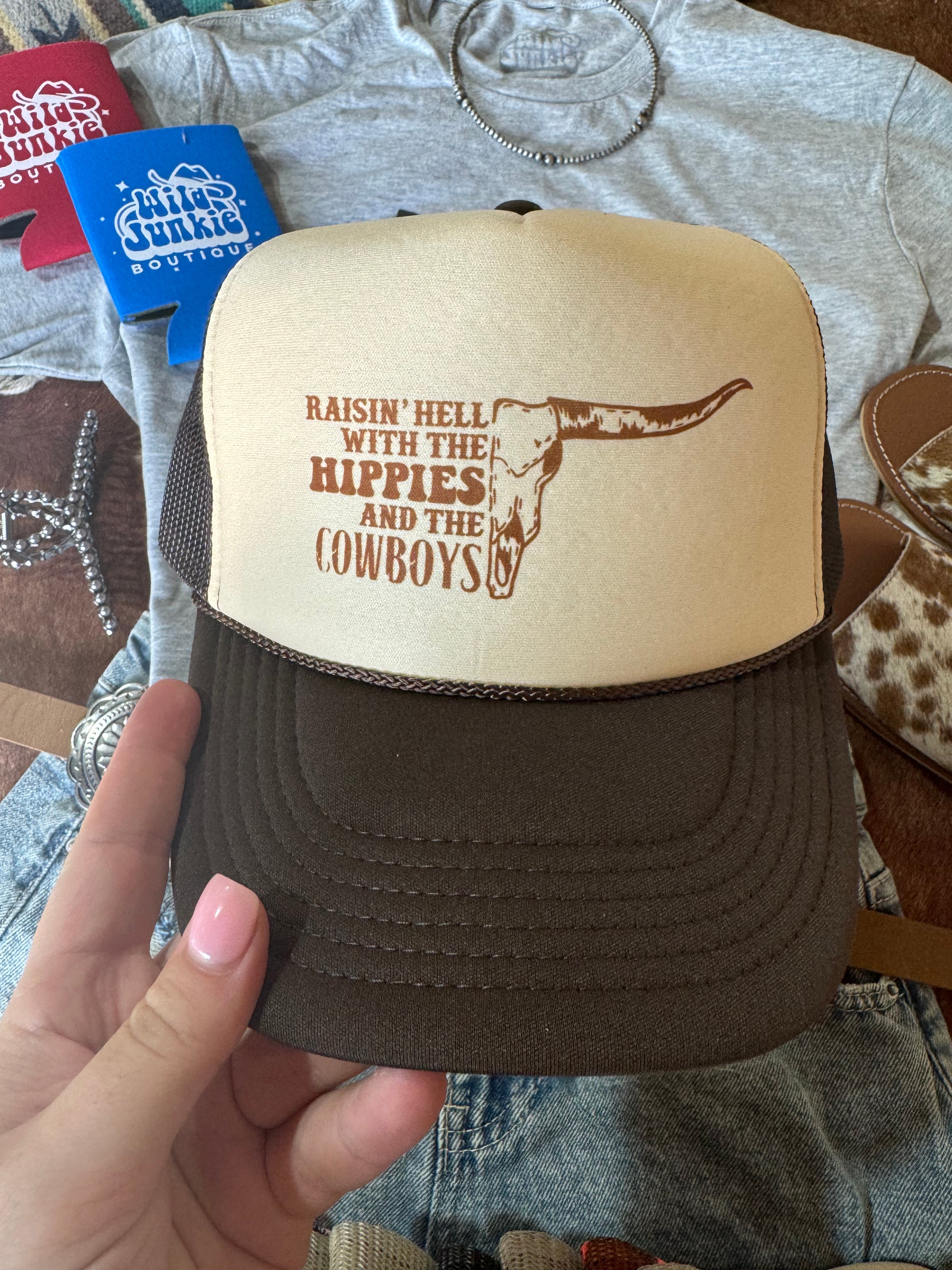 Raisin' Hell With Hippies Cowboys Trucker Hat – BuddyLove