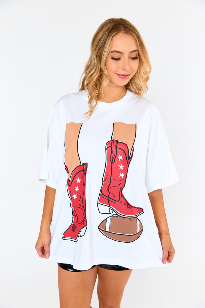 BuddyLove Marshall Oversized Graphic Tee - Football Boots Red