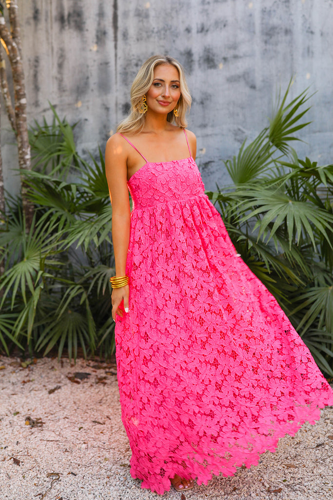 BuddyLove Tiana Lace Midi Dress - Hot Pink