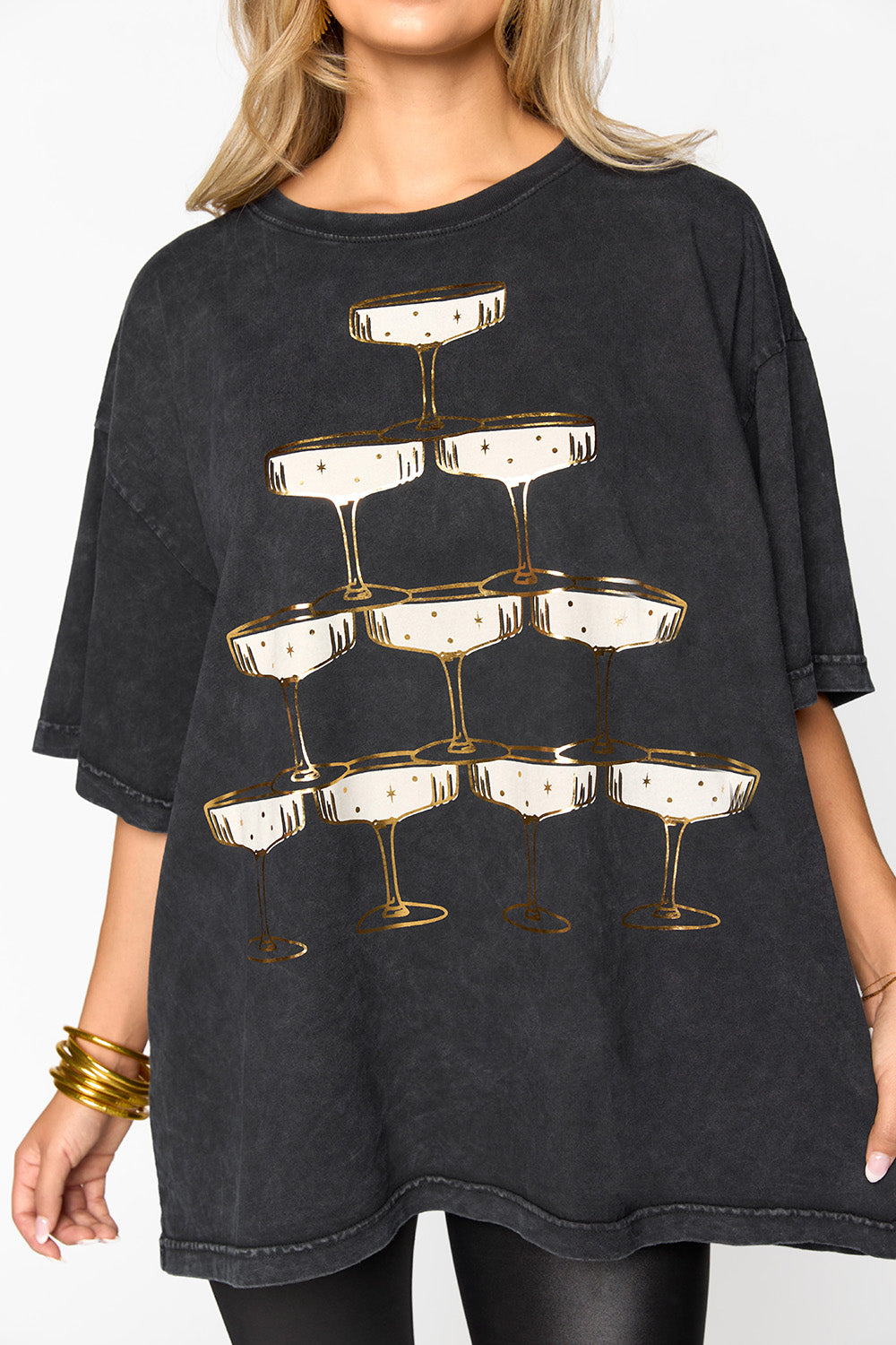 BuddyLove Travis Oversized Graphic Tee - Champagne Showers