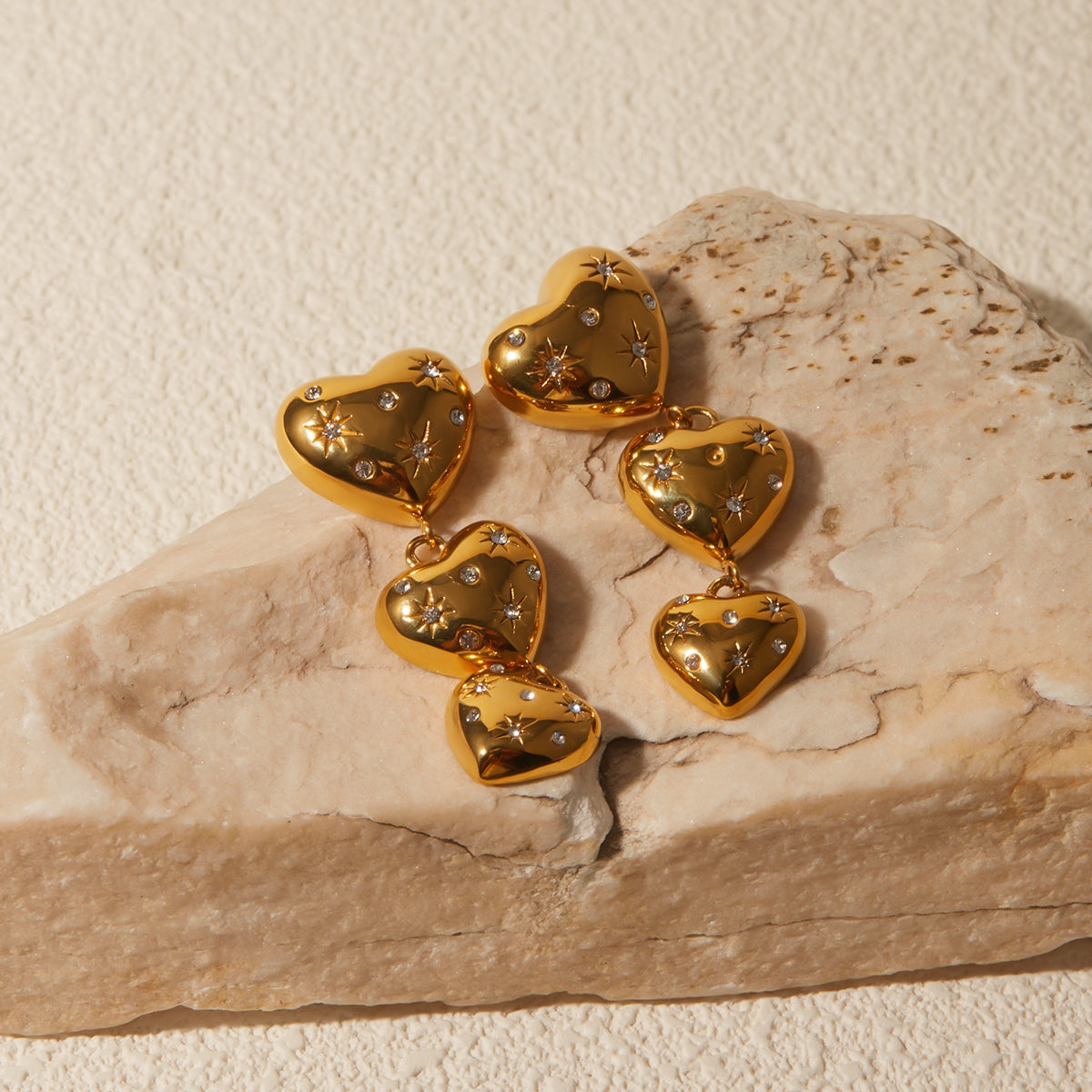 Heart rhinestone earrings online