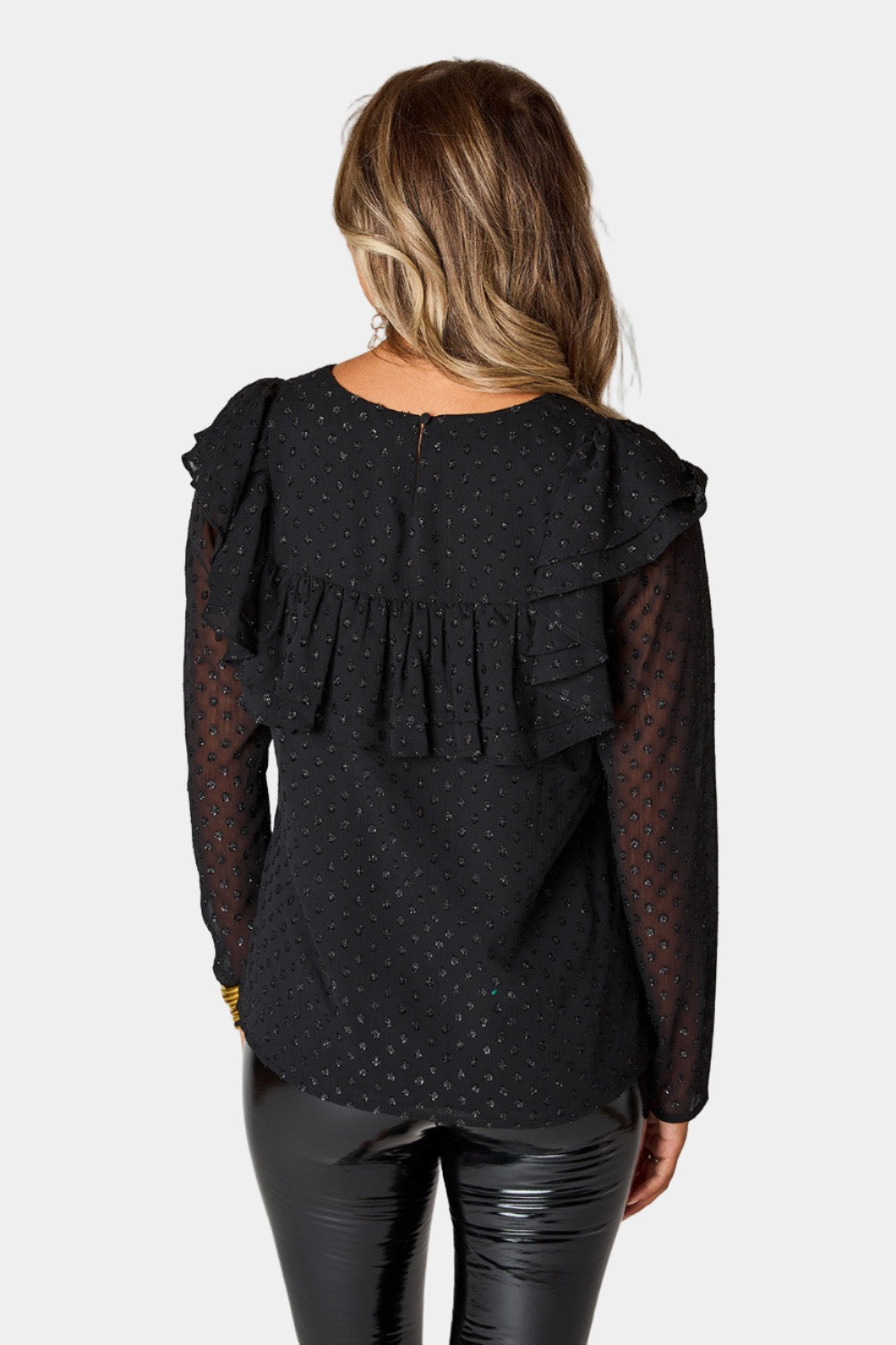 BuddyLove Prairie Ruffle Long Sleeve Top - Black Quartz