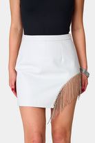 BuddyLove Show Girl Crystal Fringe Mini Skirt - White