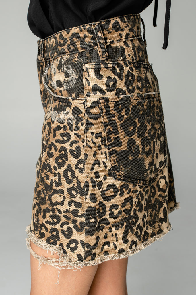 BuddyLove Sharon Distressed Mini Skirt - Leopard