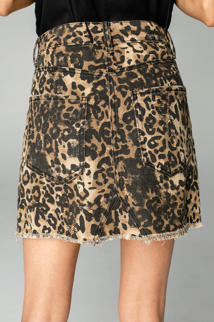 BuddyLove Sharon Distressed Mini Skirt - Leopard