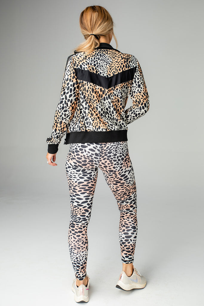 BuddyLove Vonn Elastic Long Sleeve Zip Up Jacket - Cheetah