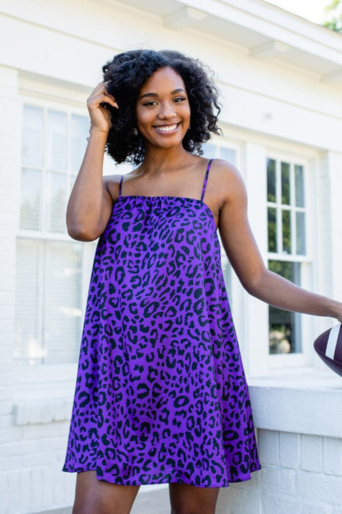 BuddyLove Sandra Swing Mini Dress - Purple Cat