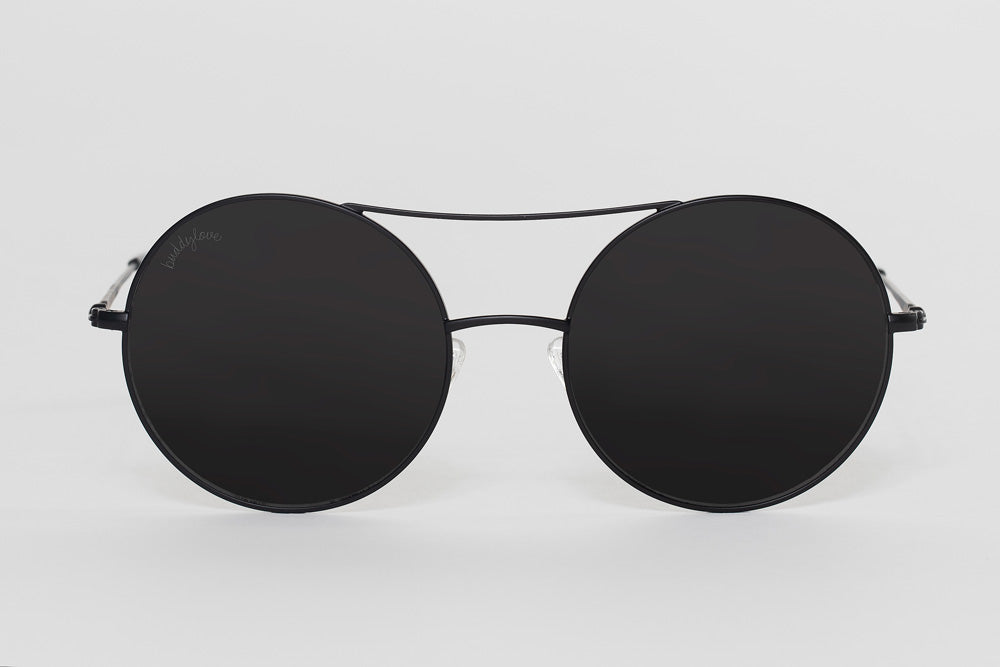 BuddyLove Capri Round Double Ridge Sunglasses - Black,Black