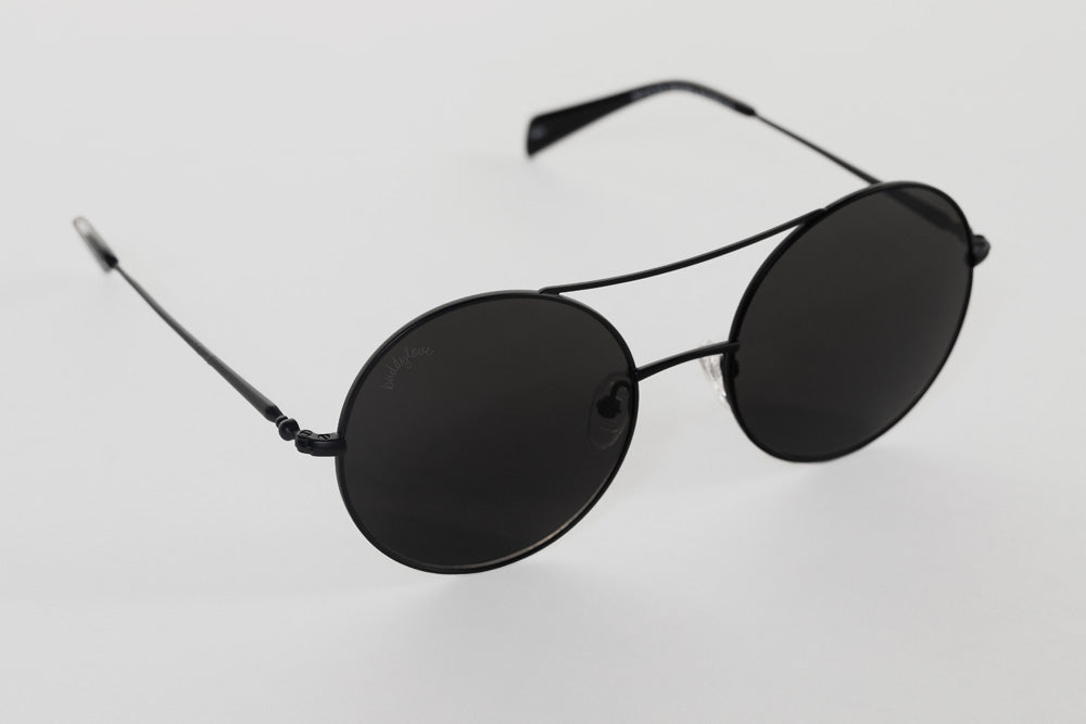 BuddyLove Capri Round Double Ridge Sunglasses - Black