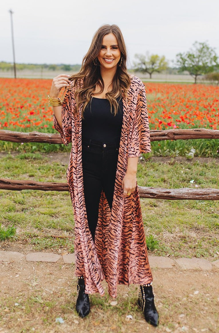 BuddyLove Alix Maxi Length Duster - Siberian Tiger