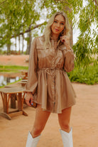 BuddyLove Ariella Button Up Mini Dress - Mocha