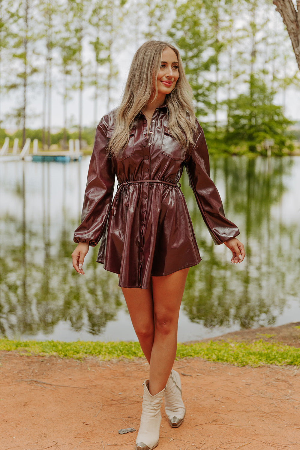 BuddyLove Ariella Button Up Mini Dress - Ruby