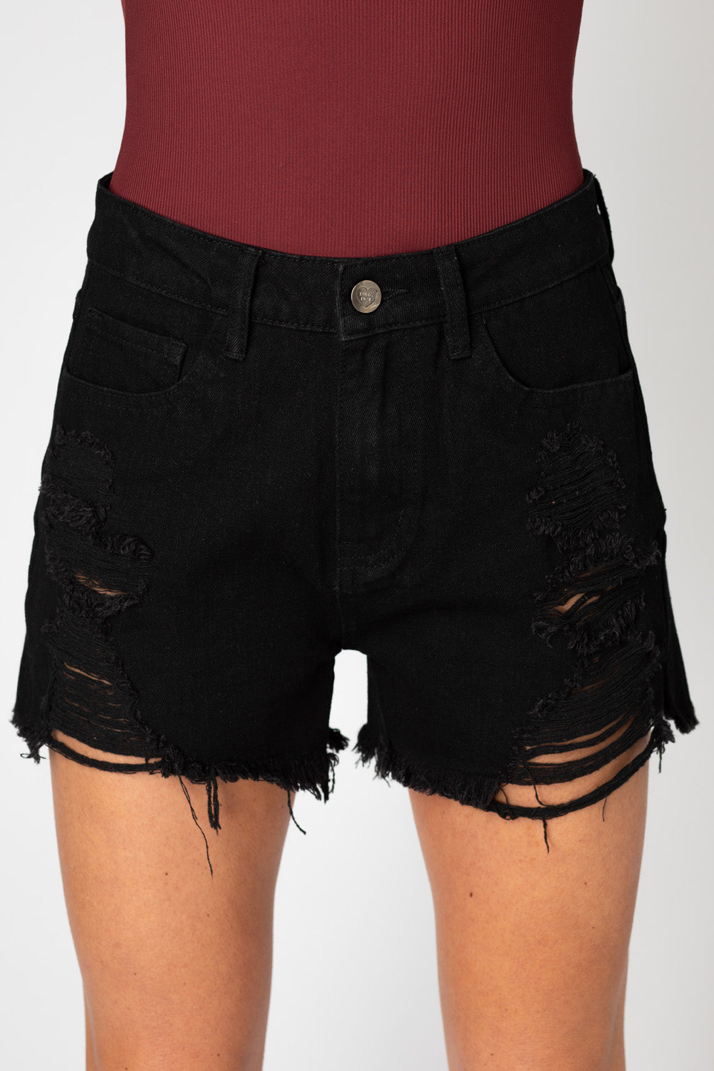Black Jean Black High Waisted Shorts Distressed H&m High