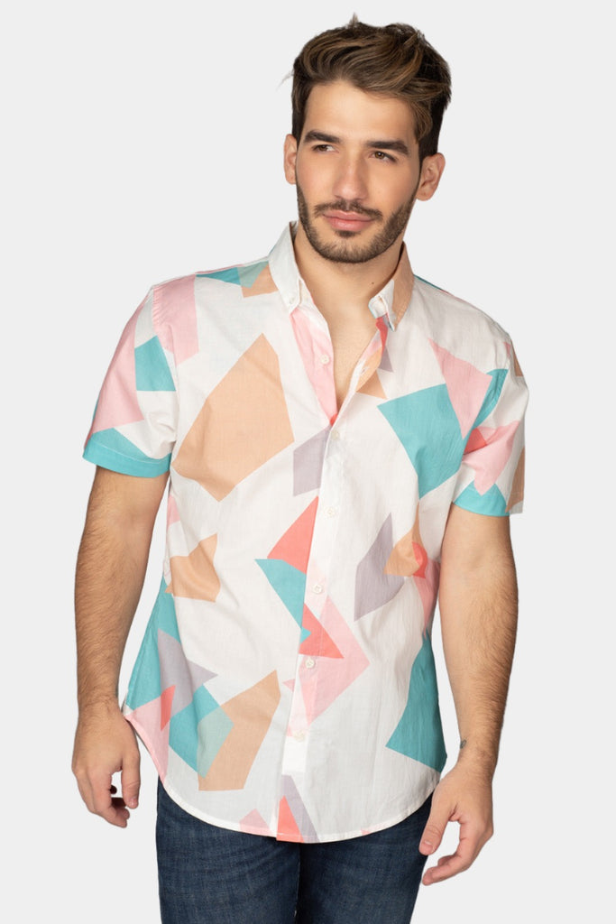 BuddyLove Robert Button Down Dress Shirt - Origami,S / White / Abstract