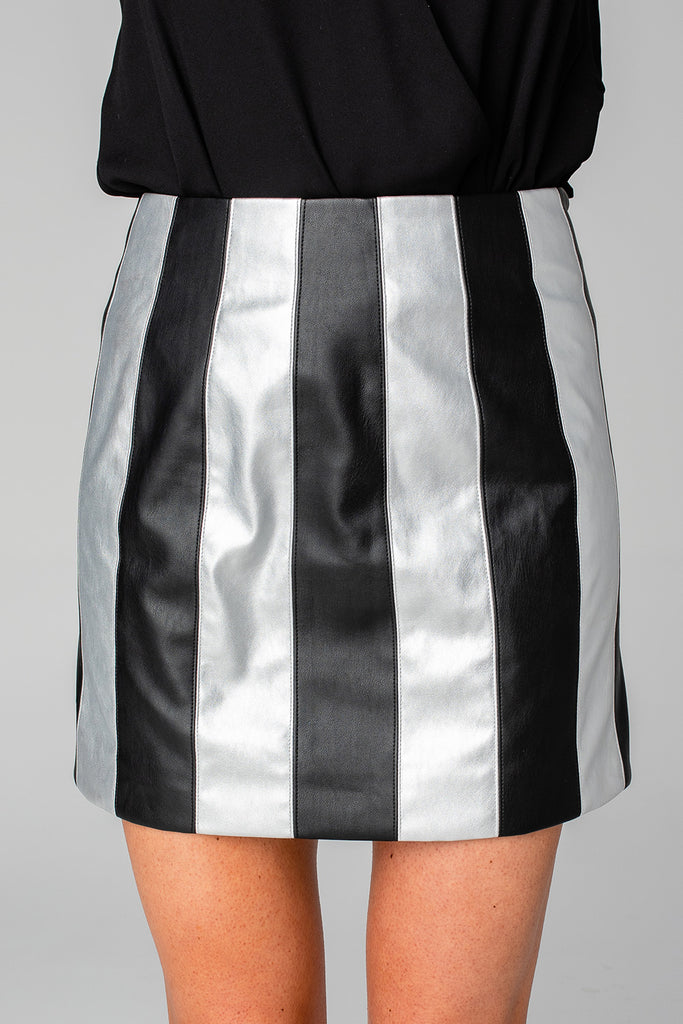 BuddyLove Janelle Faux Leather Skirt - Black/Silver
