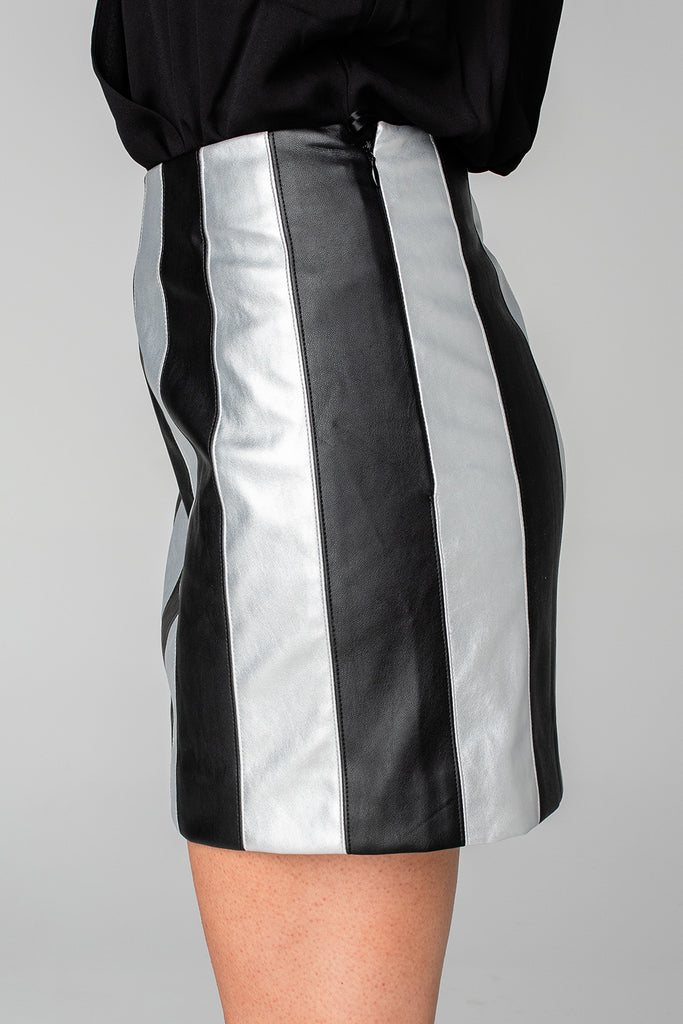 BuddyLove Janelle Faux Leather Skirt - Black/Silver