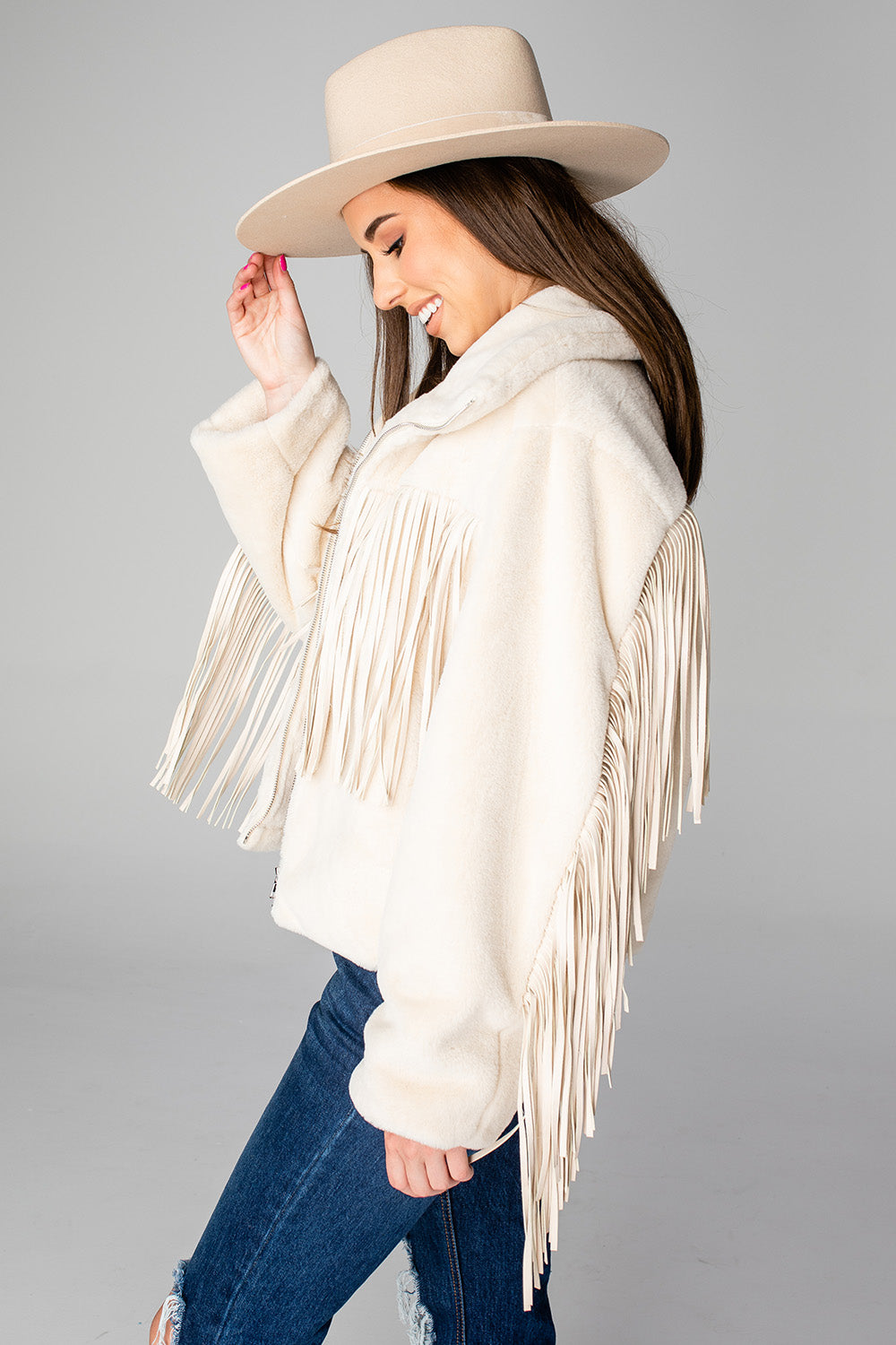 BuddyLove, Skylar Fringe Faux Fur Jacket