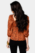 BuddyLove Gwendolyn Smocked Peplum Top - Cognac