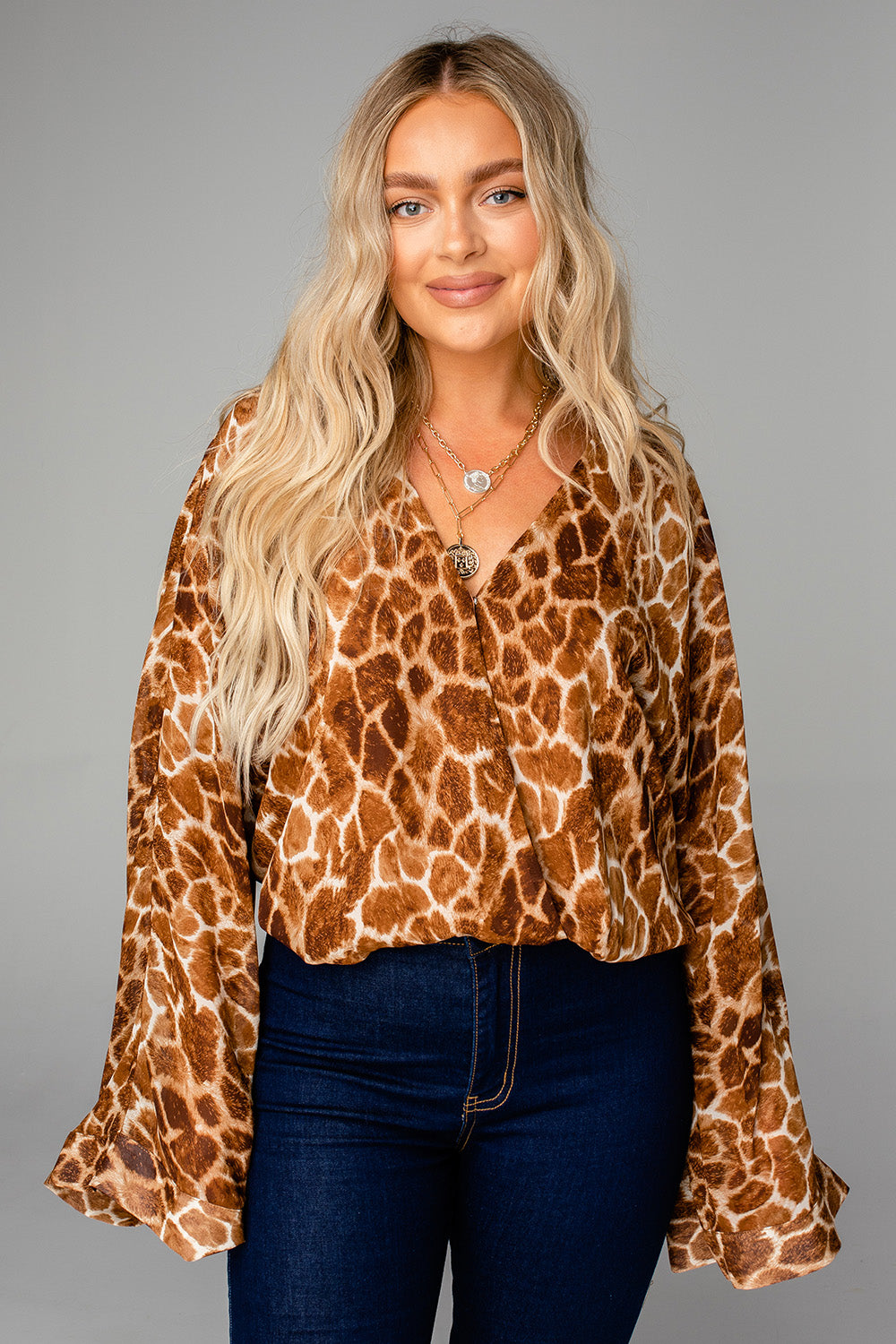 BuddyLove Ariana Kimono Sleeve Bodysuit - Giraffe