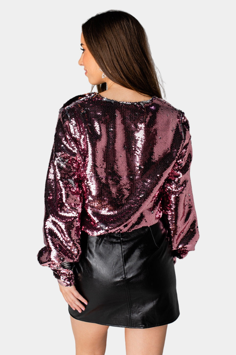 BuddyLove Jenny Long Sleeve Sequin Bodysuit - Rose