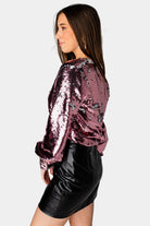 BuddyLove Jenny Long Sleeve Sequin Bodysuit - Rose