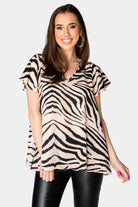 BuddyLove Avril Flutter Sleeve V-Neck Top - Zebra Striped