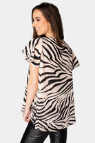 BuddyLove Avril Flutter Sleeve V-Neck Top - Zebra Striped