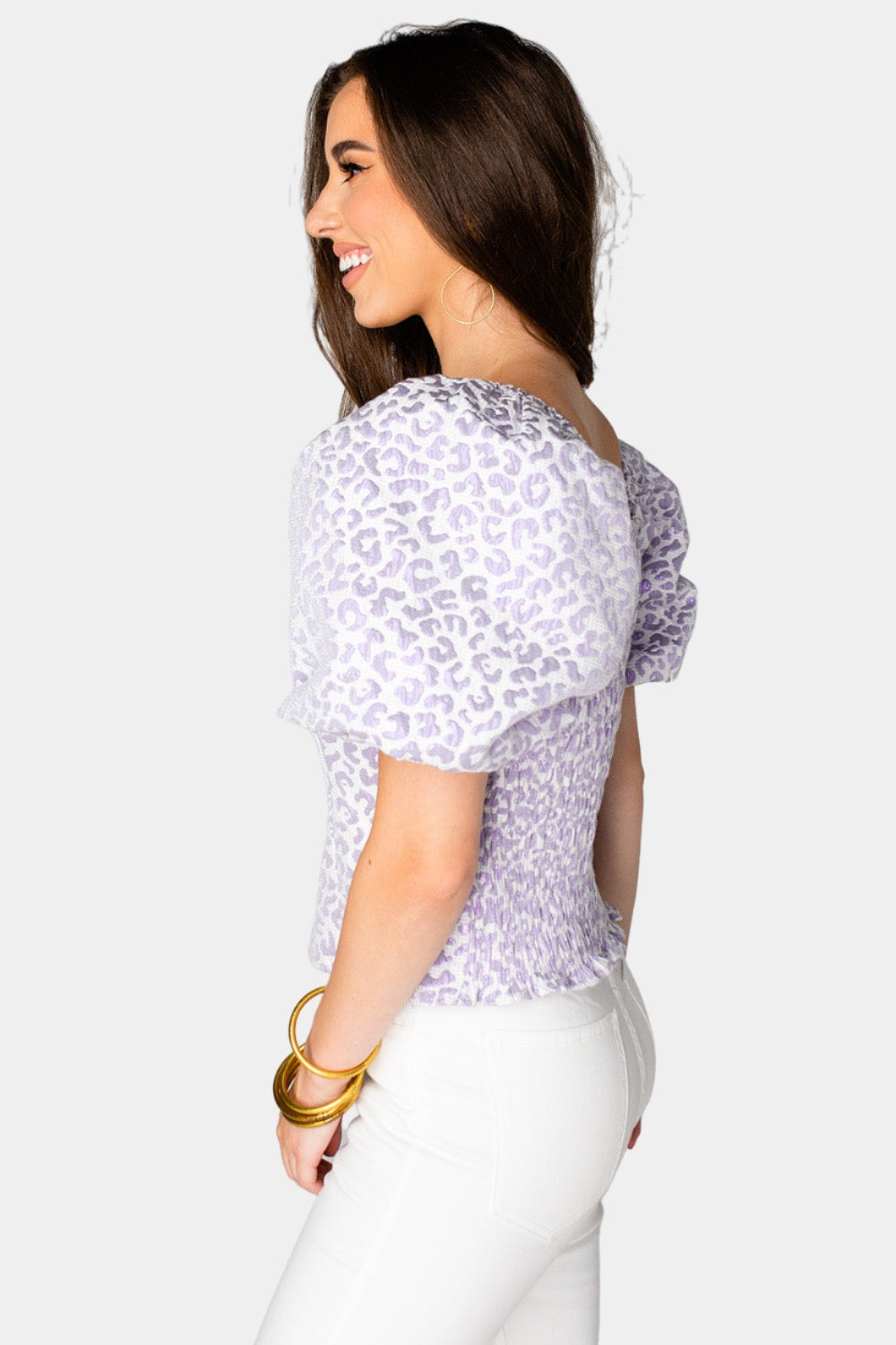 BuddyLove Billie Smocked Puff Sleeve Top - Lavender Field