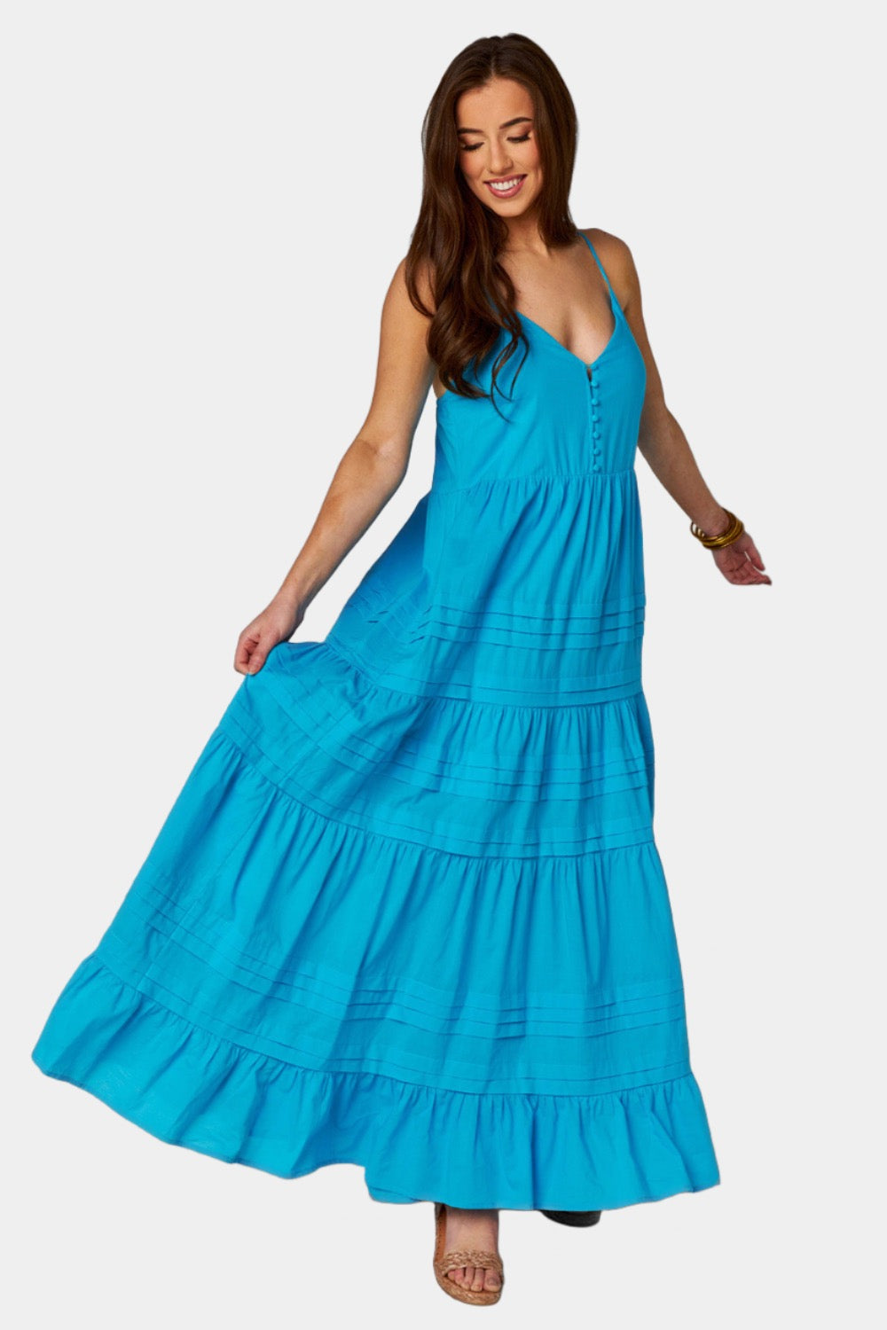 Warehouse spot tiered maxi dress Clearance