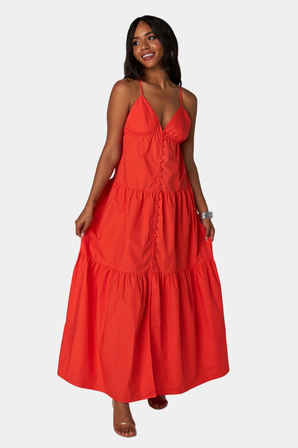 BuddyLove Kenna Tiered Maxi Dress - Tangerine