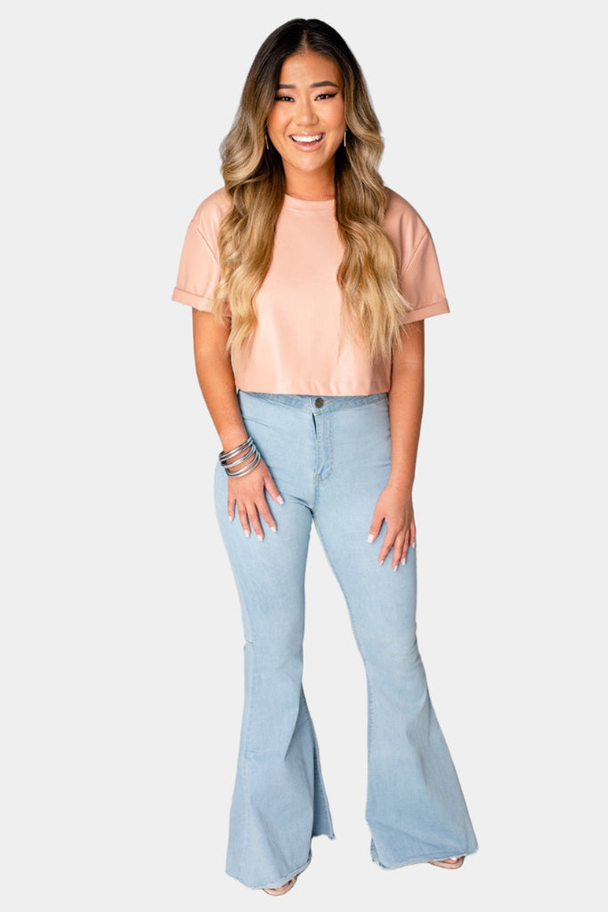 BuddyLove Taylor Cropped Vegan Leather Top - Nude