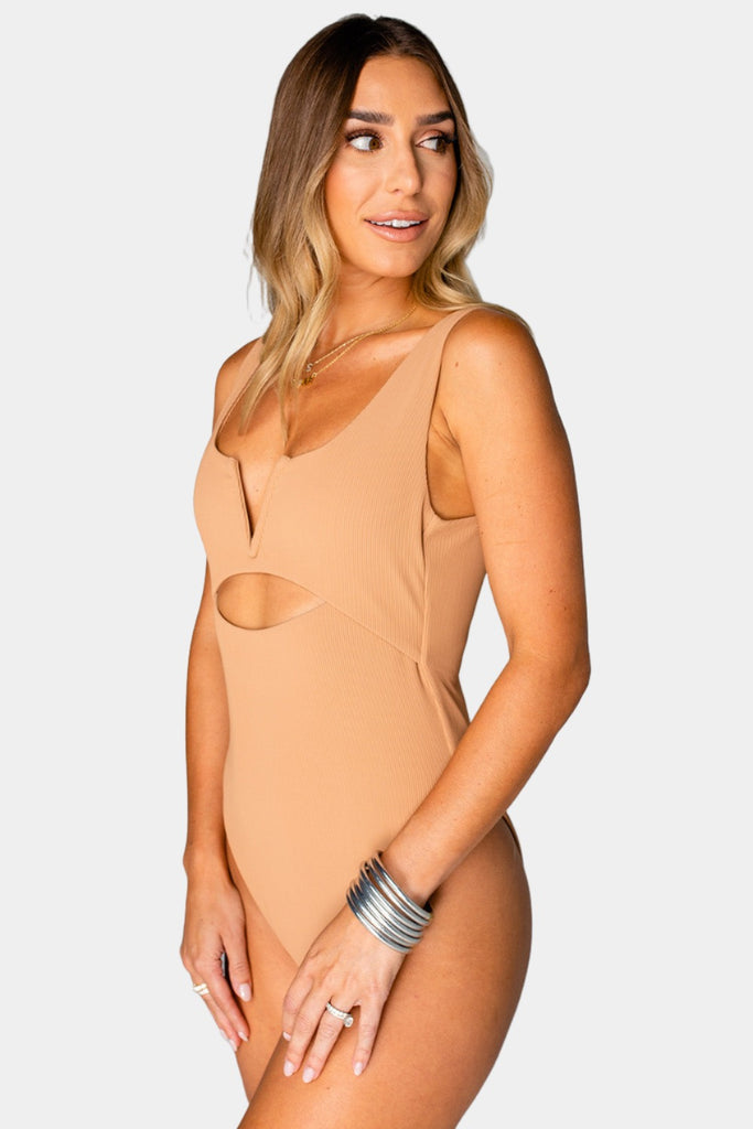 BuddyLove Skipper Cut Out Front One-Piece - Tan