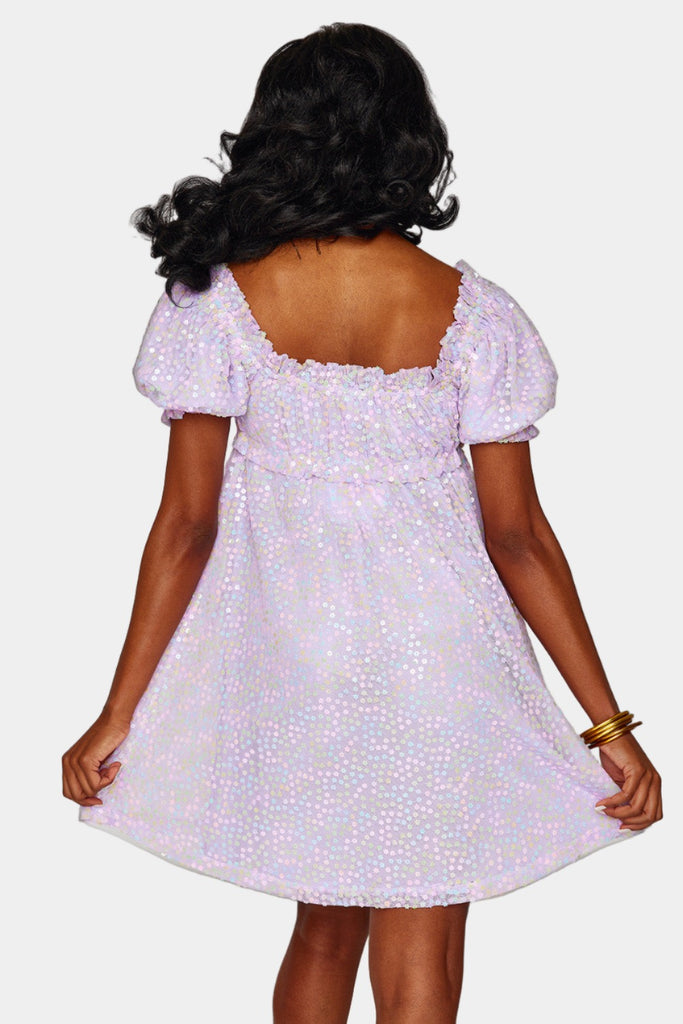 BuddyLove Jac Puff Sleeve Short Dress - Lavender