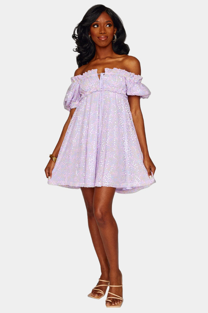 BuddyLove Jac Puff Sleeve Short Dress - Lavender