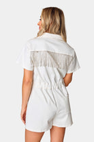 BuddyLove Jessie Crystal Fringe Romper - White