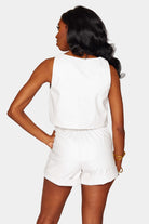 BuddyLove Manning Vegan Leather Cropped Tank Top -  White