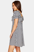 BuddyLove Jac Puff Sleeve Short Dress - Black Plaid