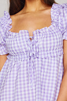 BuddyLove Jac Puff Sleeve Short Dress - Purple Plaid