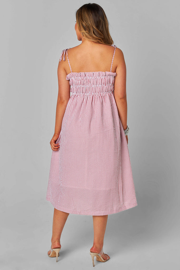 BuddyLove Lexi Tie-Shoulder Midi Dress - Dusty Pink